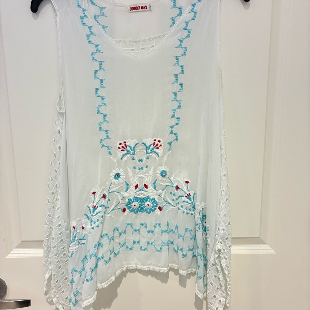 Johnny Was White Embroidered Women's Tank Top